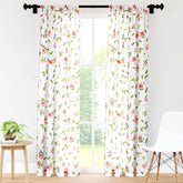 Encasa Homes Polyester Printed Door Curtain For 7 ft With Tie Back, Rod Pocket, Light-Filtering, Curtains for Kitchen, Bedroom, Living Room (140x213 cm), Hibiscus, Set Of 2
